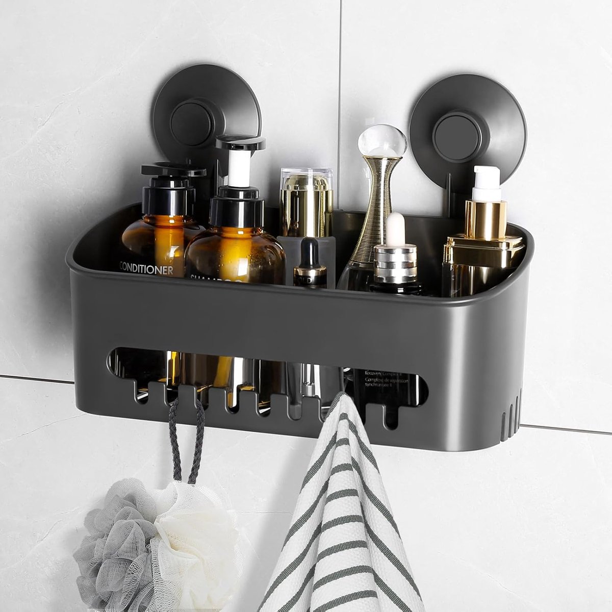 Zorgvuldig Ontworpen Douche Caddy met Sterke Zuigkracht - Ideaal voor Badkamer en Keuken Opslag