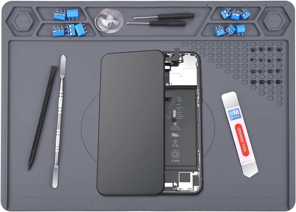 Hittebestendige Siliconen Reparatiematten voor Solderen en Handwerken - Flexibele Werkmat met Magnetische Vakken - 29 x 40 cm