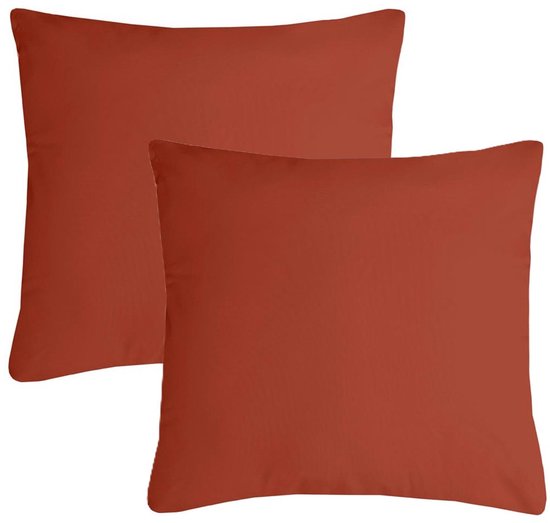Coussin décoratif en tissu Nelson - 2x - terracotta - 40 x 40 cm - coussins de banc - coussins d'assise - intérieur/extérieur - polyester