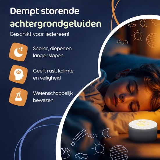 LUSQ® - White Noise Machine Baby met Nachtlampje - 18 Geluiden - Witte Ruis & Kleurrijk Licht - Slaapmachine met Timer en USB-C Oplaadbaar - Nachtlampje voor Kinderen met Witte Ruis van LUSQ® — afbeelding 3