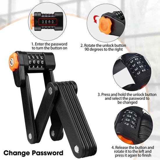 Vouwslot - Slot voor Electrische Fietsen en Fatbike - Fietsslot - Voor elk type Fiets - Met Houder — afbeelding 4