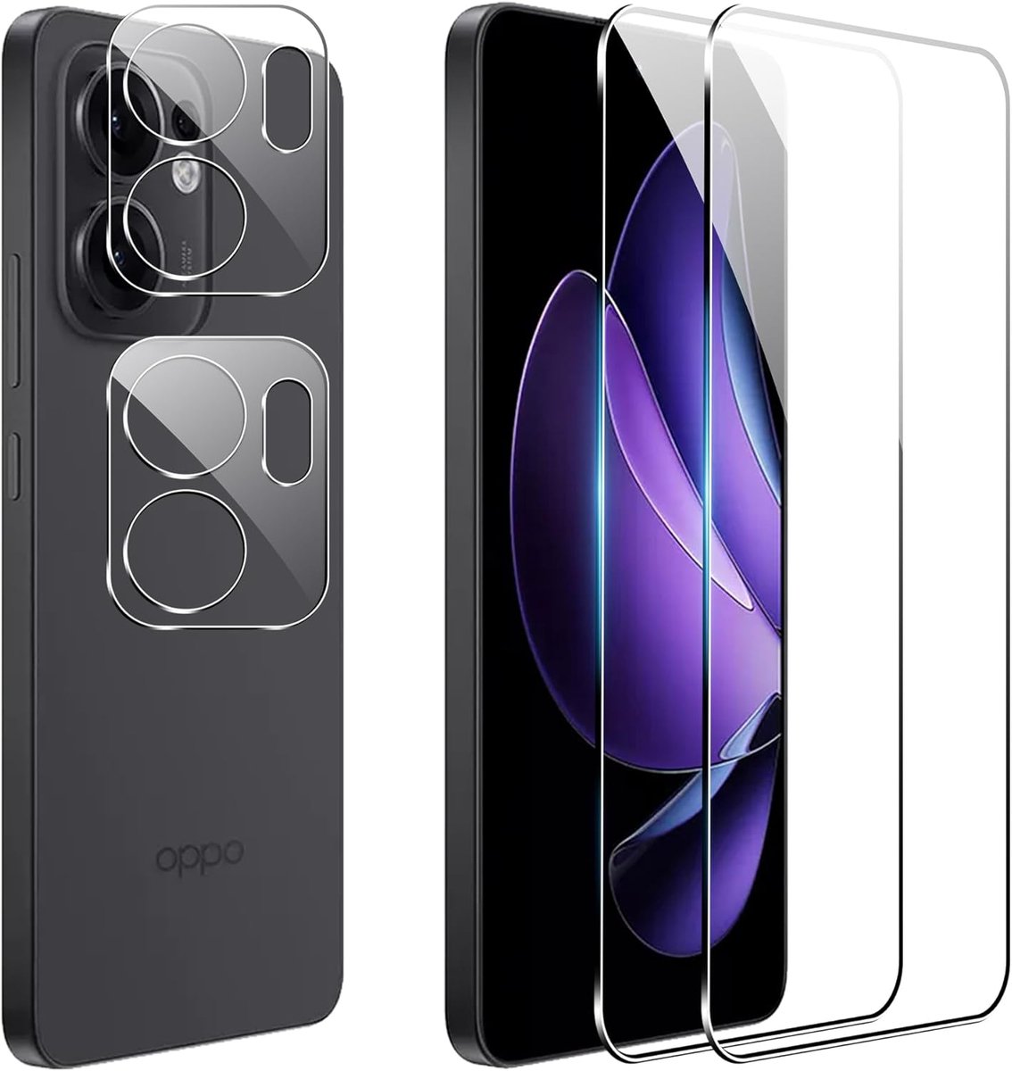 Zandarix Geschikt voor Oppo Reno 13 F 5G - 2 Stuks Screenprotector - 2 Stuks Camera Lens Protector - Transparant