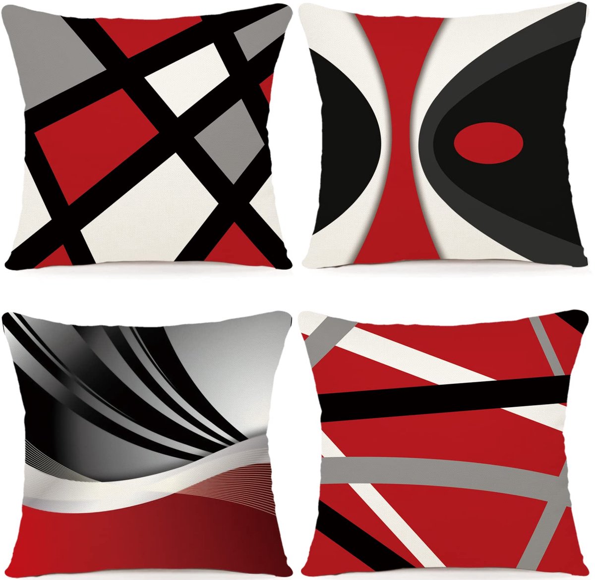 Unyqoos ® Set van 4 Stijlvolle Kussenhoezen in Geometrisch Design voor Binnen en Buiten, 40x40 cm