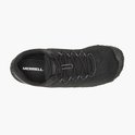 Zwarte Merrell Vapor Glove 6 sportschoen van bovenaf gezien, met veters over een mesh bovenwerk.