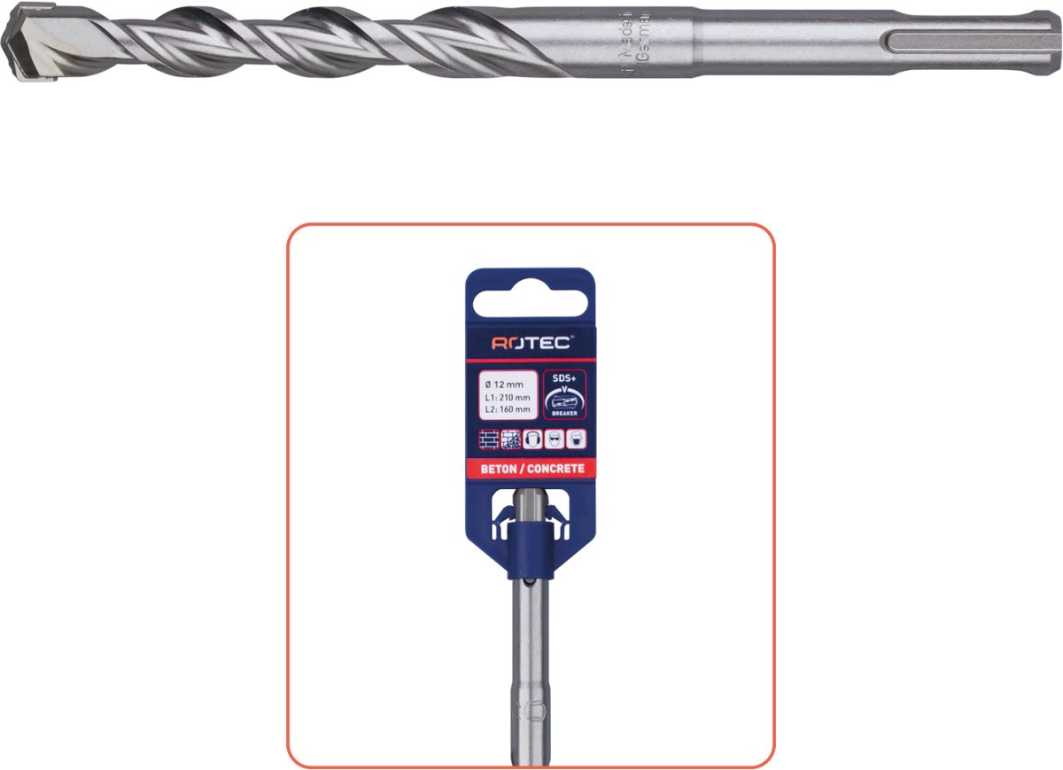 Rotec type 200 hamerboor, SDS+, V-breaker, Ø 5,0 x 80 x 140 mm.