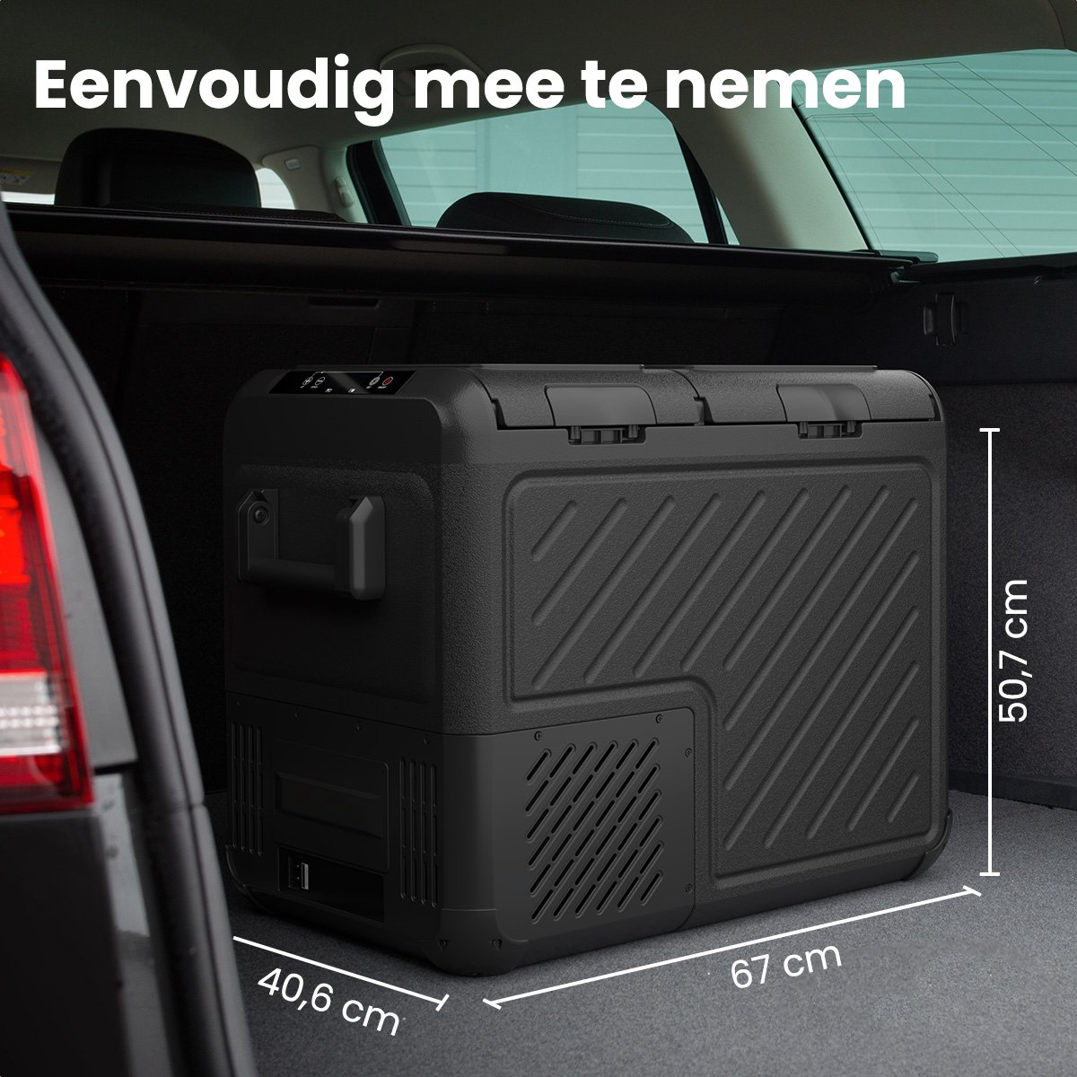 Auronic Elektrische Koelbox - Compressor - Twee Zones - 12V 230 Volt - Camping Koelkast - Auto - Vriezen en Koelen - 45L - Frigobox - Zwart/Grijs — afbeelding 5