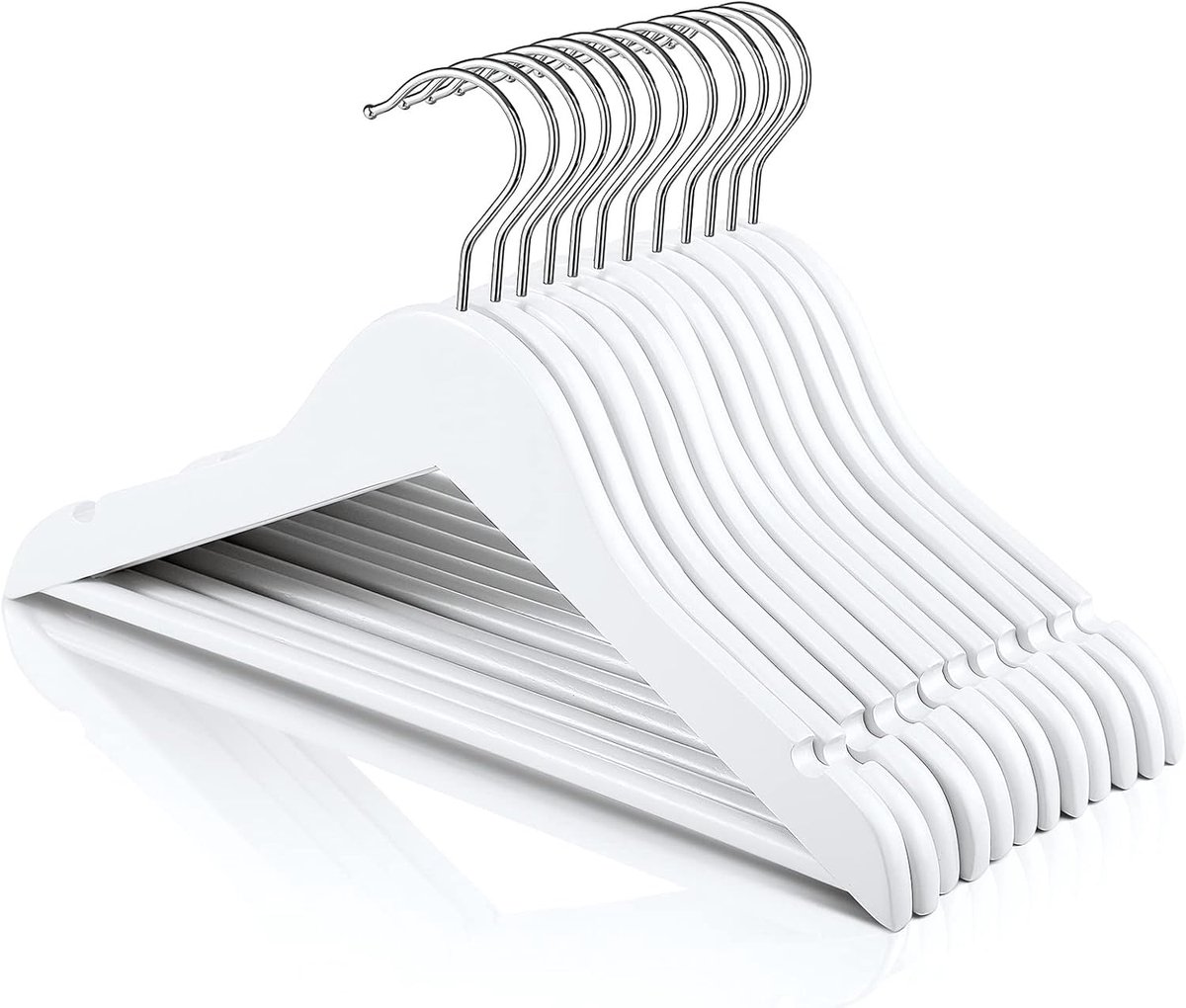 Houten Kids Hangers Voor Kleding - Set van 20 Witte Peuter Hangers kledinghangers