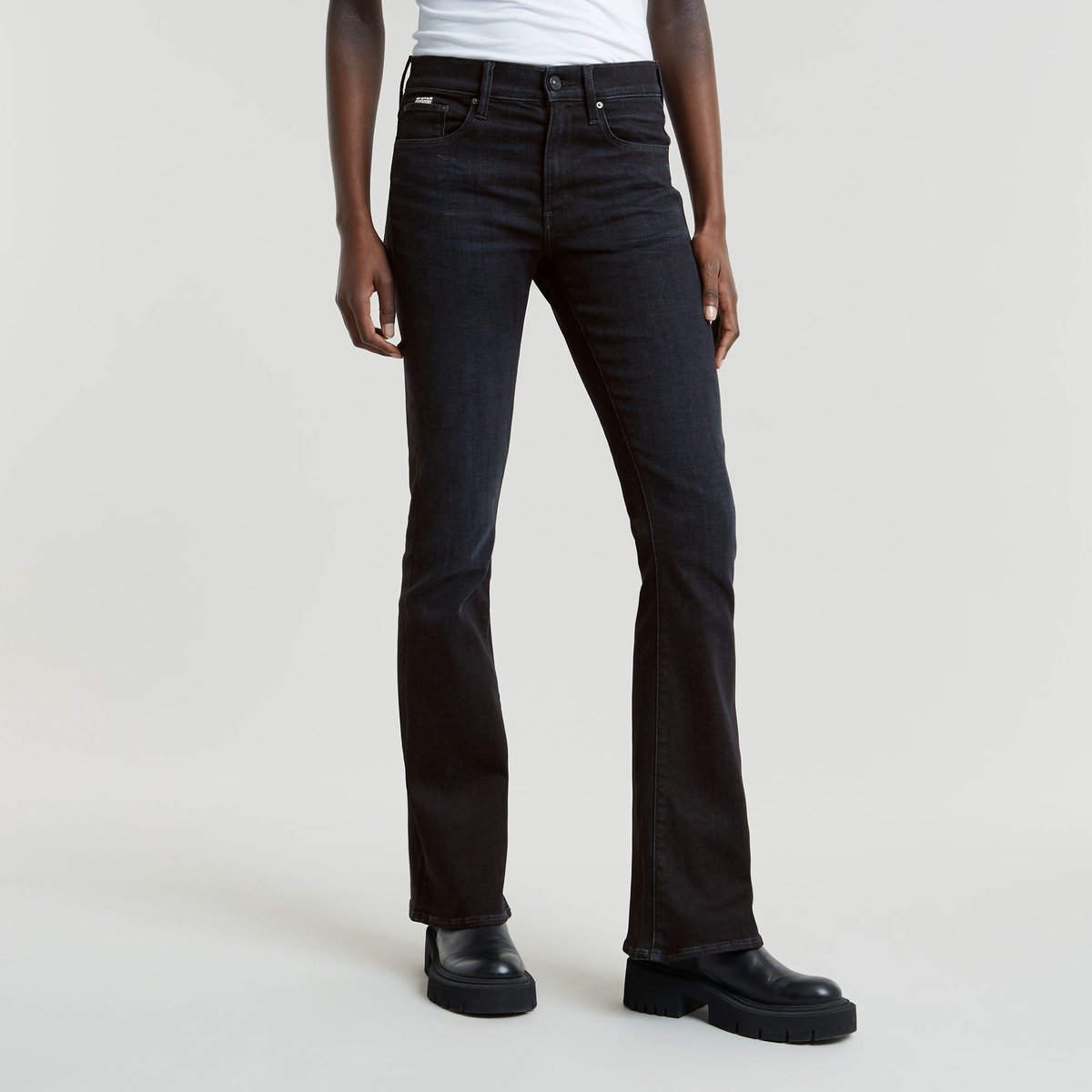 G-STAR 3301 Flare Wmn Dames Jeans worn in vortex Zwart