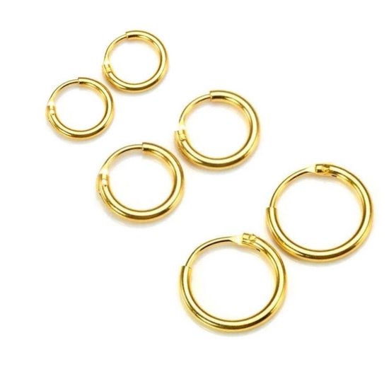 La Rosa Princesa Set Oorringen Zilver verguld 10mm 12mm 14mm - Dames Oorbellen Gold plated