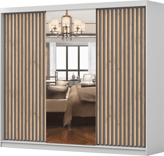Kledingkast LINX - schuifdeurkast met spiegel en - garderobekast voor slaapkamer woonkamer