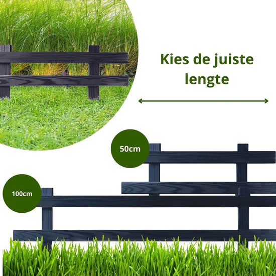 Floranica® Clôture de jardin en bois Farmer | 4 pièces | 50 cm | 30cm de haut | Anthracite | Clôture en pin imprégné pour parterres de fleurs, cultures maraîchères, clôtures de chemin ou clôtures pour parcours d'animaux | portail à mortaise