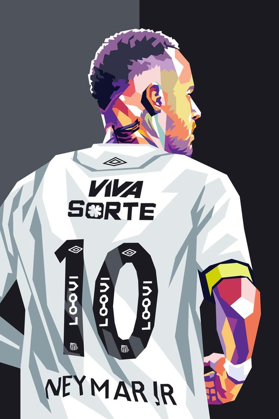 Affiche Neymar Jr. - Posters Voetbal - Pop Art - Décoration murale Salon - Papier 180 grammes - S5950 - Format 50 x 70 cm
