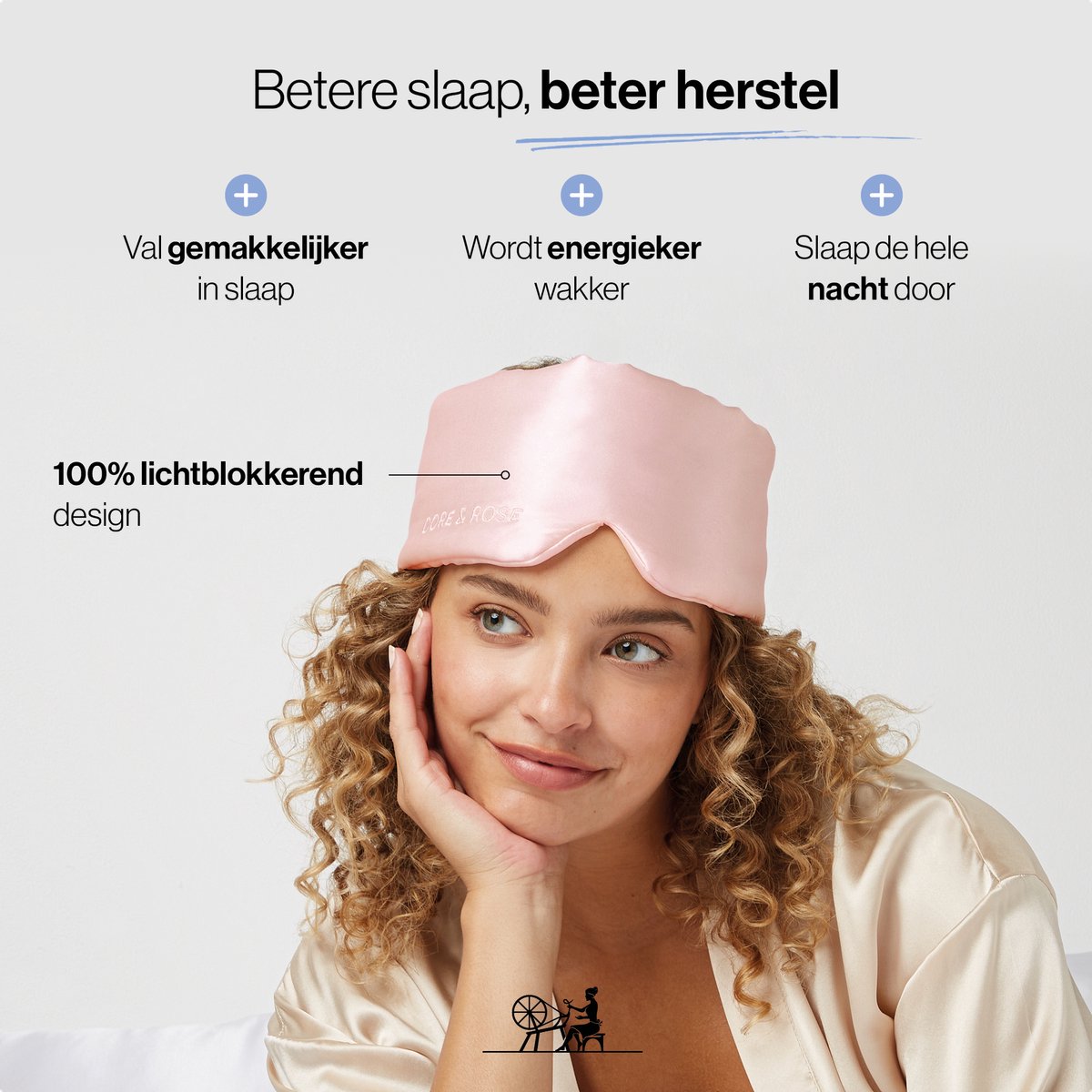 Dore & Rose - Slaapmasker - Oogmasker - Zijden Slaapmasker Voor Mannen en Vrouwen - Deep Sleep Mask - Eye Mask - Verduisterend - Wallen - Lichtroze - Nº 02 Morden Ruby — afbeelding 2
