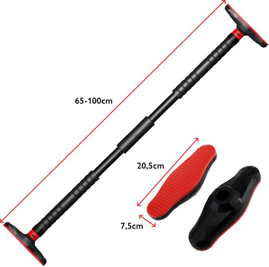 Zoluko Professionele Pull Up Bar - 200kg Draagkracht - Incl. E-book - Eenvoudige Bevestiging - Optrekstang Fitness - Pull Up Station voor Thuis Sporten - Chin Up Bar - Zwart/Rood