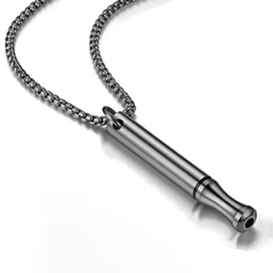 Collier Anti-Stress | Peur | Stress | Crises de panique et hyperventilation | Noir | Arrêter de fumer Sifflet sur collier |