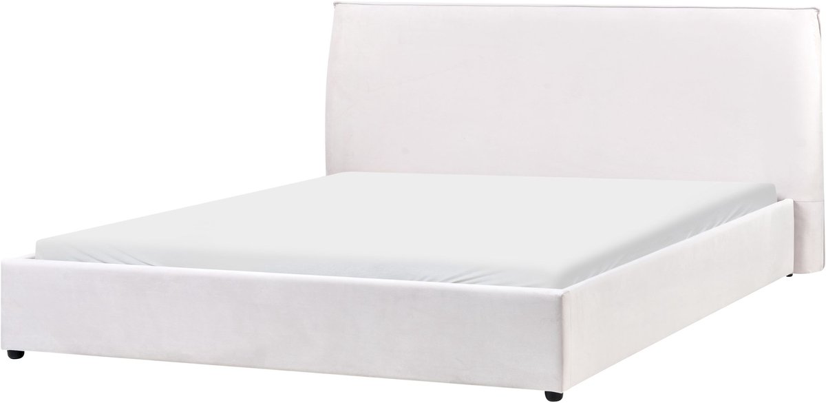 BELIANI LAVAUR - Tweeperoonsbed - Off-white - 180 x 200 cm - Fluweel