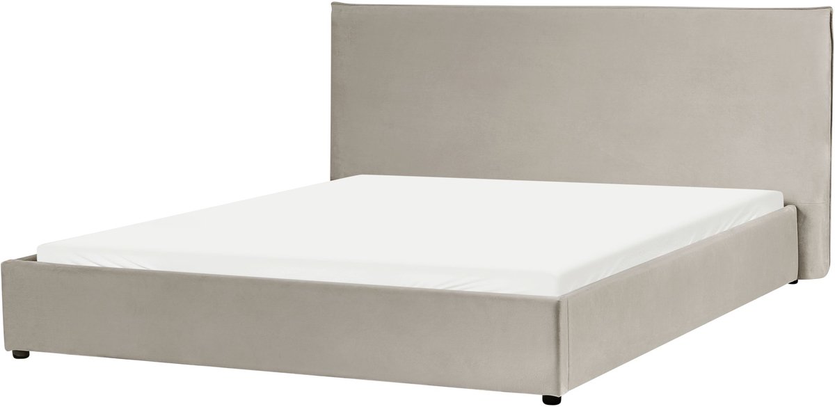 BELIANI LAVAUR - Tweeperoonsbed - Taupe - 180 x 200 cm - Fluweel