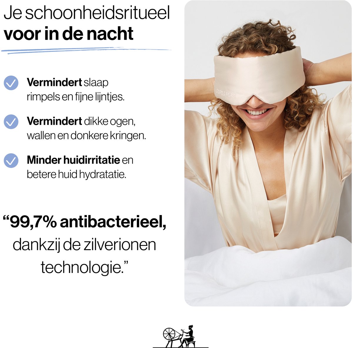 Dore & Rose - Slaapmasker - Oogmasker - Zijden Slaapmasker Voor Mannen en Vrouwen - Deep Sleep Mask - Eye Mask - Verduisterend - Wallen - Champagne - Nº 29 Joie de Vivre — afbeelding 10