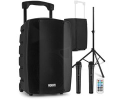 Vonyx VSP200 Portable speaker - Met 2 microfoons, beschermhoes en statief - Bluetooth - 200W