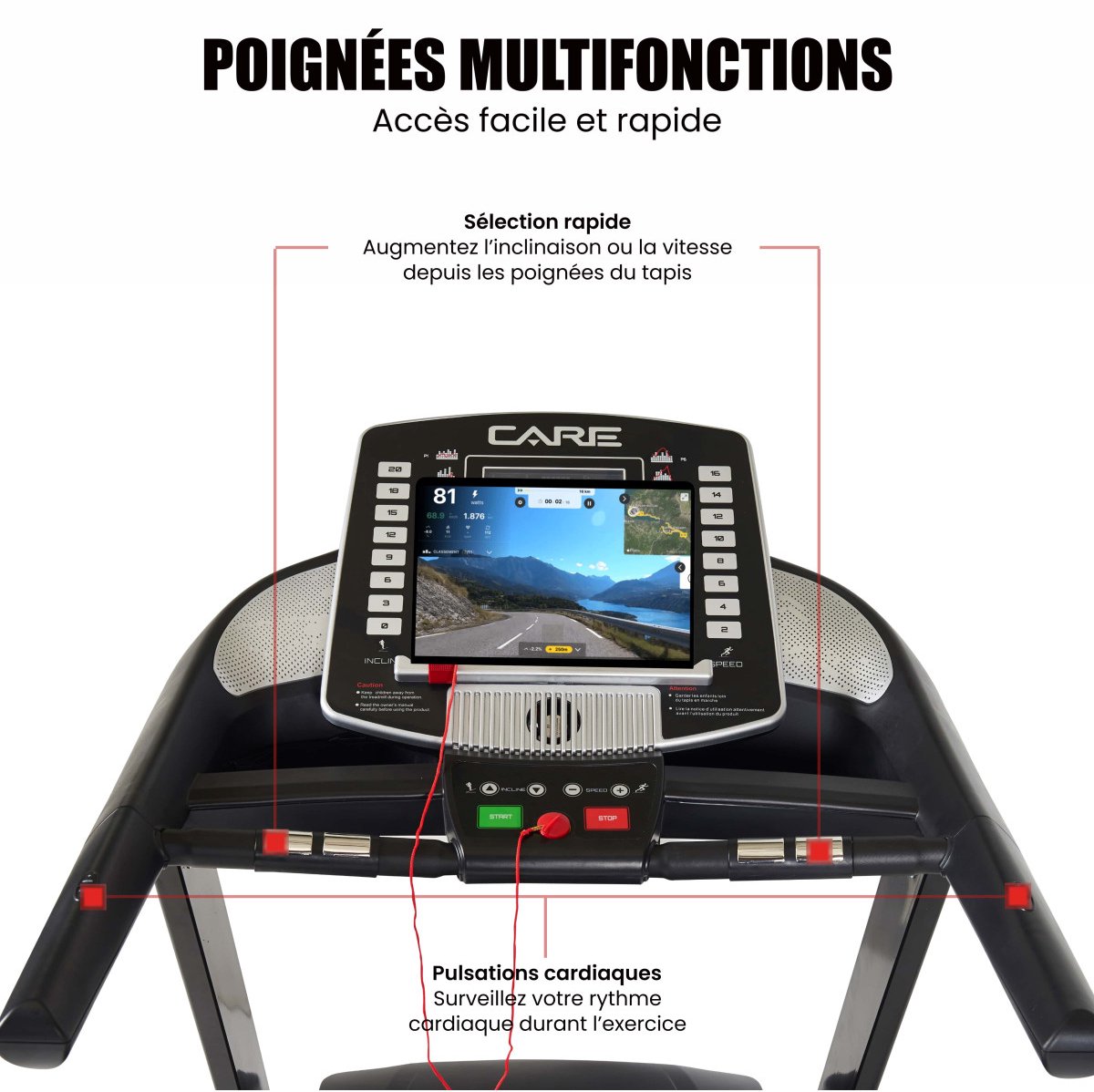 CARE FAST RUNNER - Connected en opvouwbare loopband - 50 programma’s - Gemotoriseerde helling tot max. 10% - Intensief thuisgebruik thumbnail 2