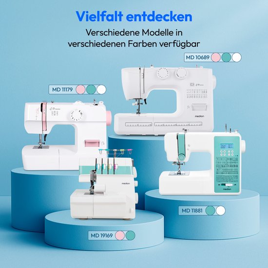 MEDION naaimachine met vrije arm SM60 (60 watt, 60 verschillende steekpatronen met knoopsgaten, led-naailampje, automatische draadinrijger, achteruitrijgknop, draadafsnijder, MD10689)