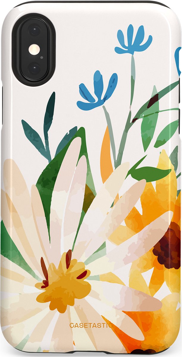 Casetastic Hoesje Geschikt voor Apple iPhone X/Xs - Stijlvolle Beschermende Duo-layer Case - Veld vol zon