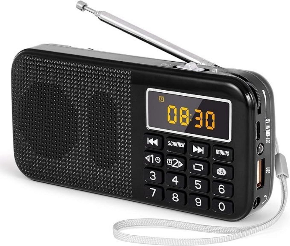 GTB® Transistor Radio Op Batterijen - Transistor Radio - Transistor Radio met Netvoeding - Zwart - 14cm x 7cm x 3cm
