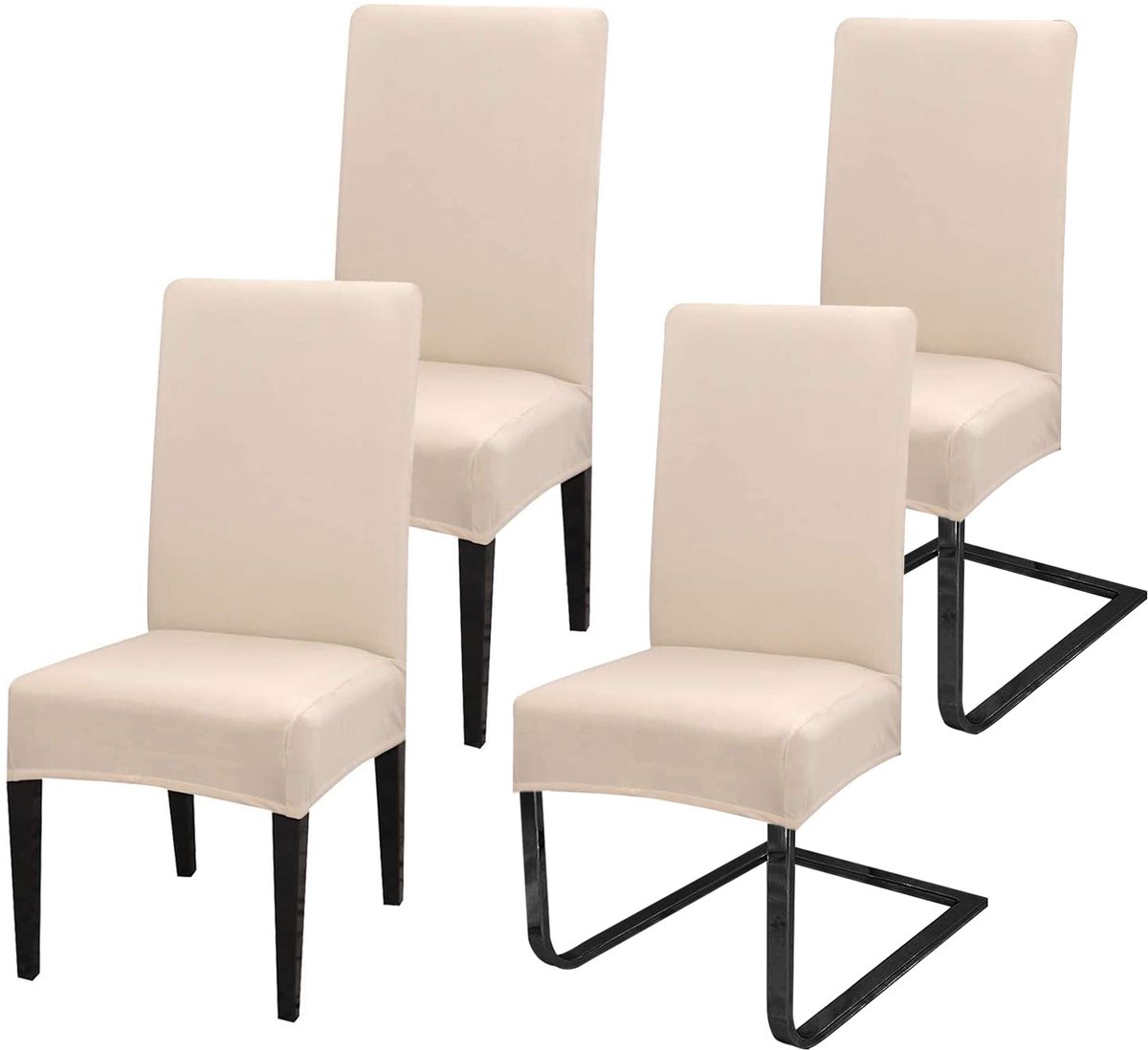 Ibenzoa® Set van 4 Luxe Universele Stretch Stoelhoezen voor Diverse Gelegenheden in Neutrale Kleuren