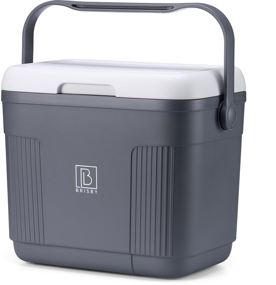 Brisby Koelbox - Frigobox - 22L - Grijs - Tot maximaal 40 uur isolatie - Incl. 4 dikke koelelementen van 450ml en 3 Delige Set Vershoudbakjes - Temperatuur veilige sluiting - Met koelelementen vergrendeld in deksel van Brisby — afbeelding 2