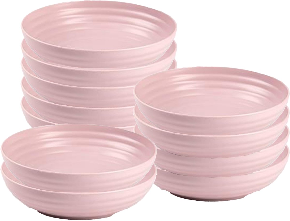 Plasticforte Soepkommen - 10x - D22 x H5.5 cm - oud roze - kunststof - onbreekbaar - servies