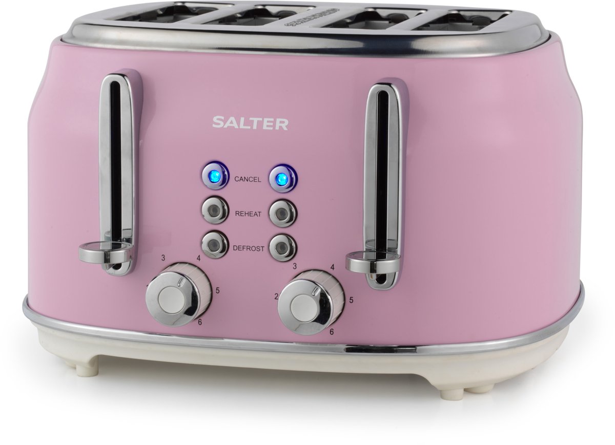 Salter Retro Broodrooster 4 Sneetjes – 6 Bruiningsinstellingen – 1630W