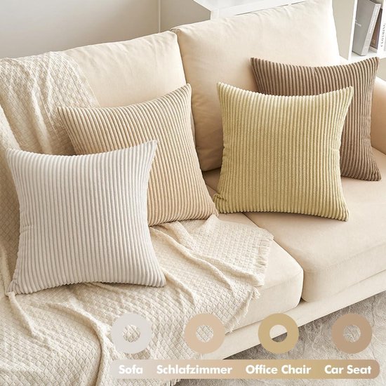 Zachte Kussenslopen Met Rits Home Brilliant Crème Kussenslopen Voor Slaapbank, Super Zachte Corduroy Home Brilliant Kussenhoezen 60x60 Zachte Kussenslopen Met Rits Home Brilliant Crème Kussenslopen Voor Slaapbank, Super Zachte Corduroy Home Brilliant Kussenhoezen 60x60