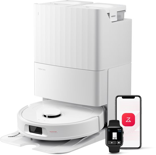 Roborock QV 35S Robotstofzuiger–10000 Pa zuigkracht– Dubbele anti-klitborstels– Slimme obstakelvermijding–Dubbele opklapbare– Draaiende dweilen– Automatisch dweilen–Zelfdrogend– Wit–Qrevo plus Upgrade