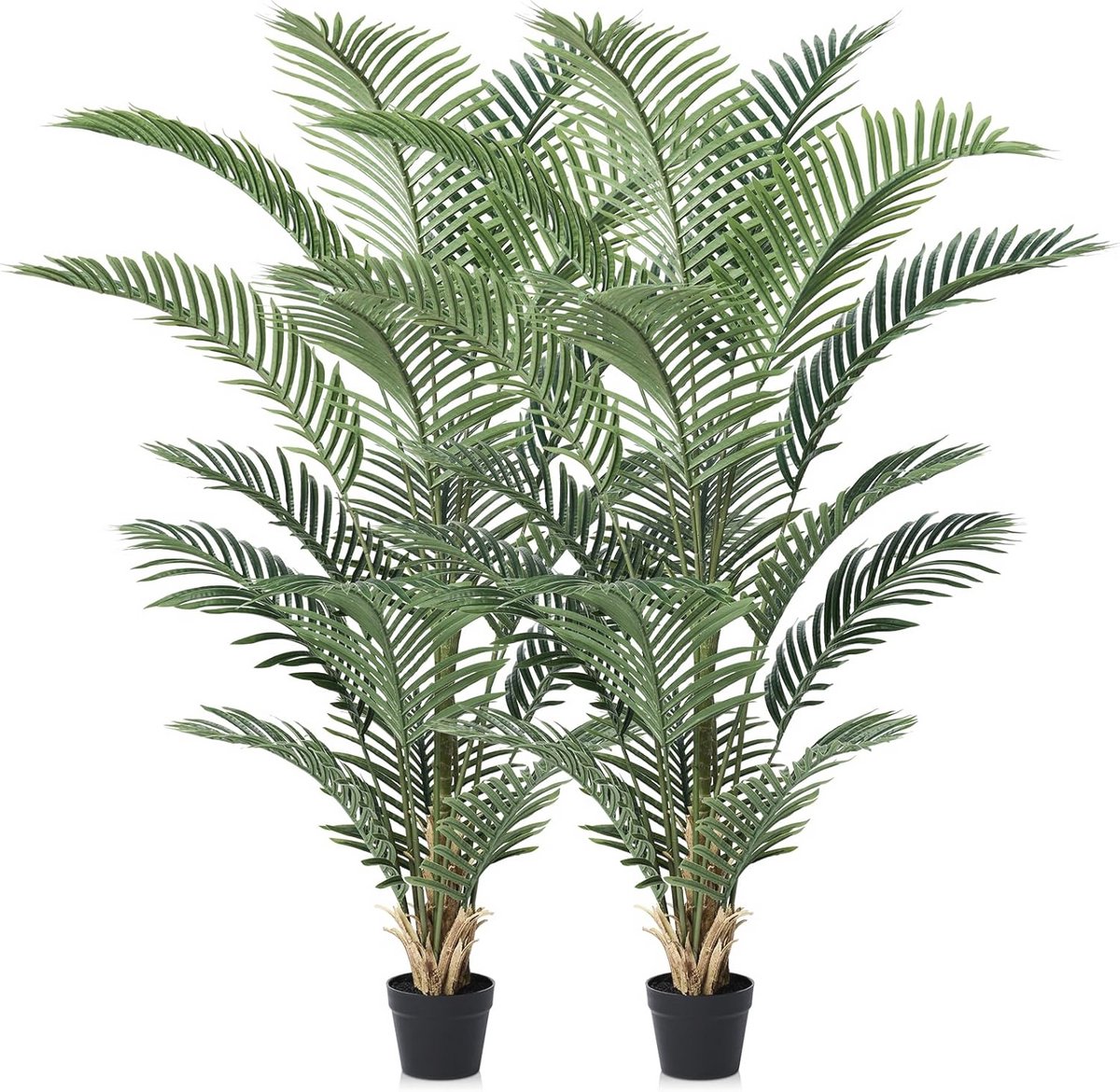 150 cm Kunstpalm met UV-bescherming - Decoratieve Kunstplant voor Binnen en Buiten - Perfect voor Woonkamer, Balkon, en Badkamer (Set van 2)
