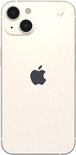 Cremekleurige iPhone 13 mini met dubbele camera, Apple logo en lichte krasjes.