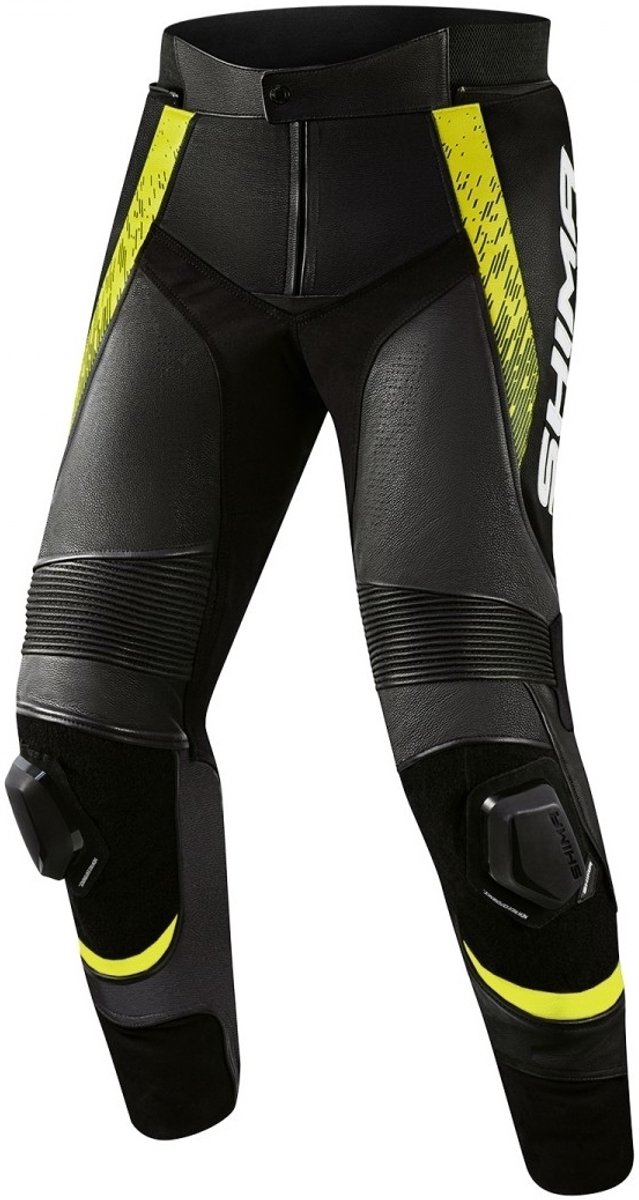 SHIMA STR 2.0 Zwart Geel Leren Motorbroek - Broek