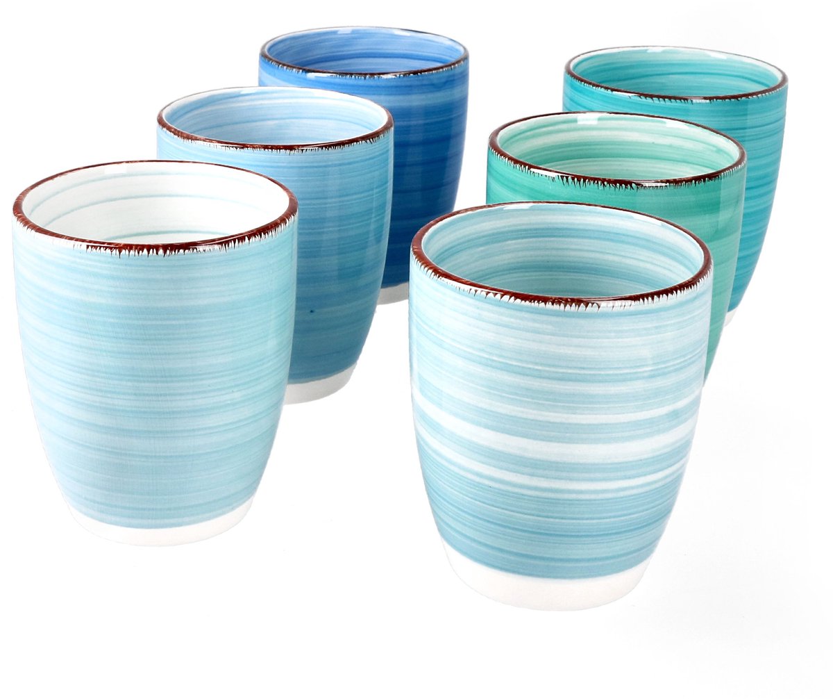 Set van 6 koffiemokken Blauw ZONDER handvat