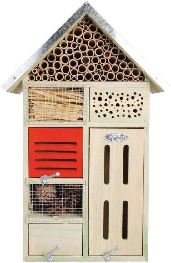 Insectenhotel betonlook kubus - H 18 x B 12 x D 10 cm - Tuincentrum