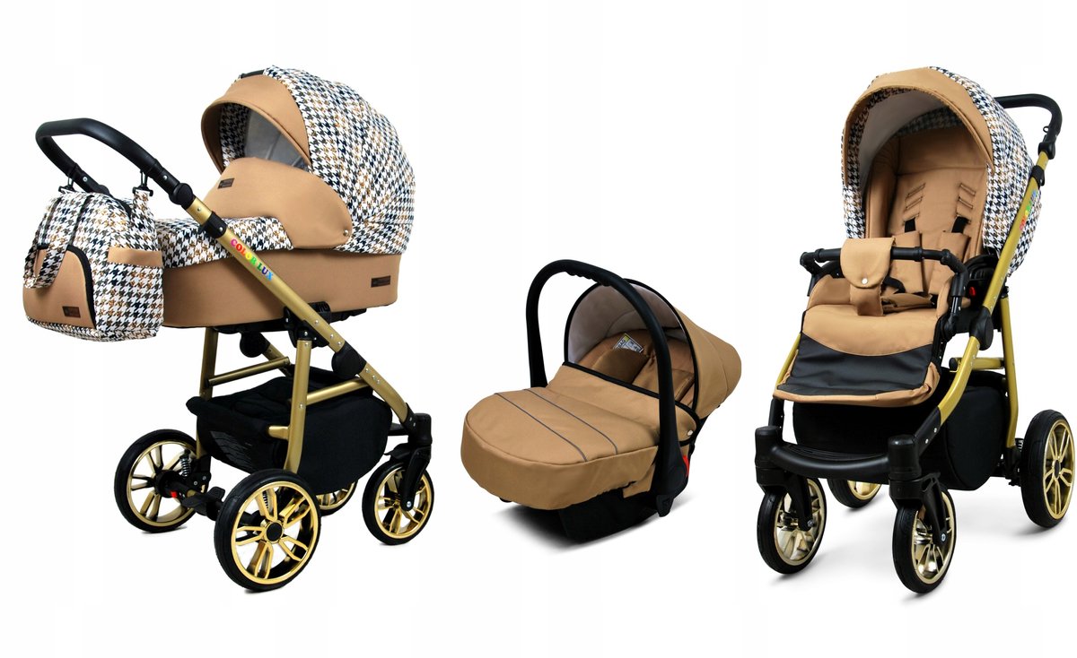 BabyLux® COLORLUX 3in1 Kinderwagen - Opklapbaar Gold Frame - Product - €399,00