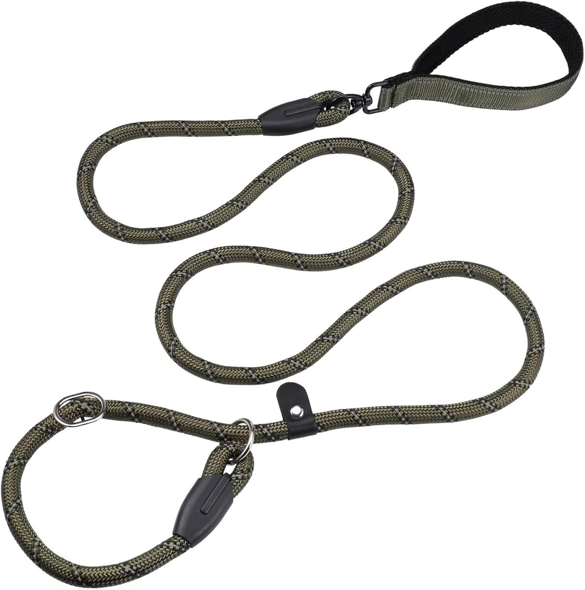 Lead with Pull Stop 200 cm Reflective Pull Lead Dog Soft Padded Handle Diameter 12 mm for Large Dogs Green
