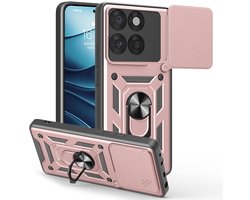 Coverup Hoesje - Geschikt voor Motorola Edge 60 / 60 Fusion Hoesje - Coverup Armor Ring Kickstand Back Cover met Camera Shield - Rose Gold