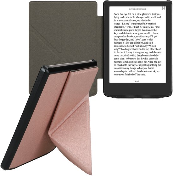 kwmobile e-reader hoesje geschikt voor Pocketbook Verse / Verse Lite / Verse Pro / Color / Vivlio Light/Light HD hoes - Ereader flip case met standaard - E reader cover van kunstleer - In roségoud van Merkloos — afbeelding 5