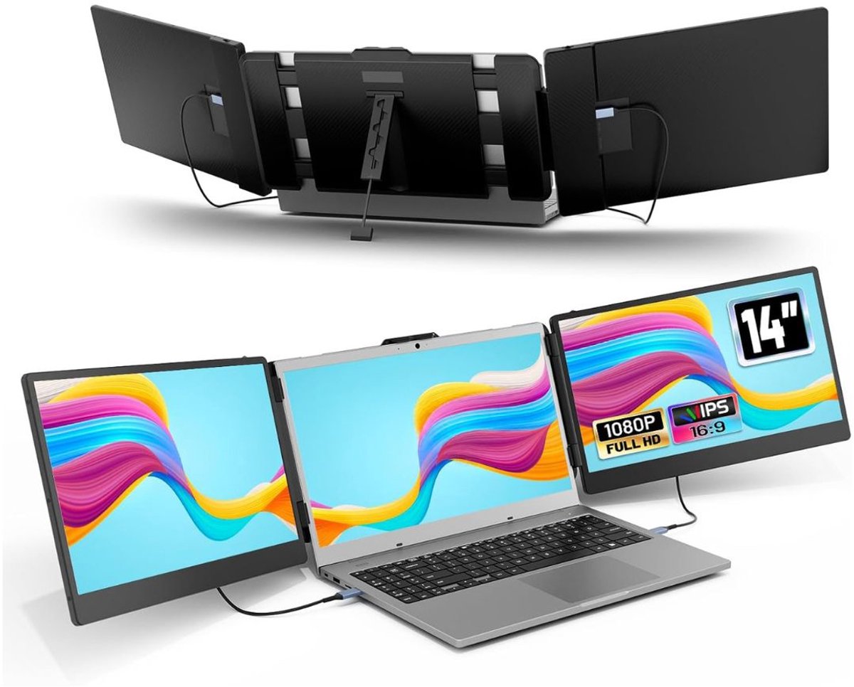 JMZR® Portable Monitor - Tri Screen - Laptop Uitbreider - Full HD