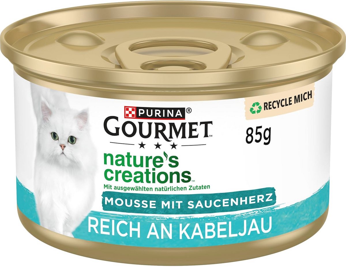 Natte kattenvoer mousse met kabeljauw en groenten - 12 stuks