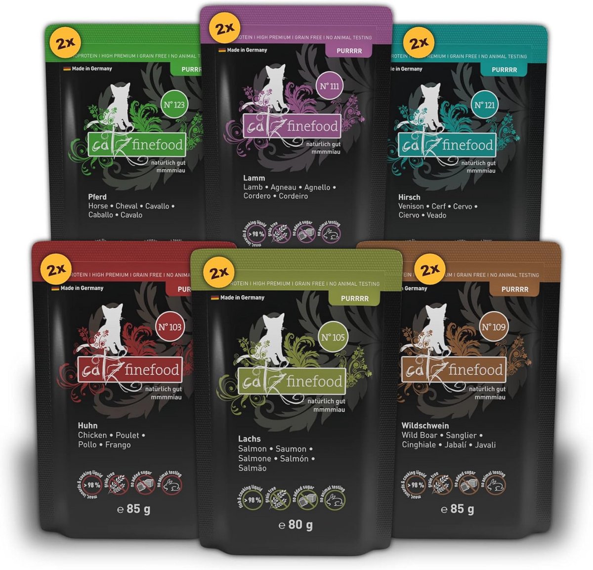 Graanvrij en Hypoallergeen Monoprotein Kattenvoer – Hoog Vleesgehalte Multipack (12 x 80-85 g)