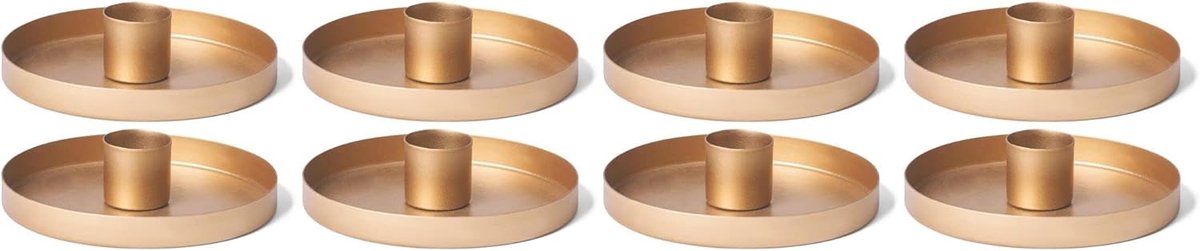 Novaliv Set van 8 tafelkaarsenhouders goud diameter 6cm Adventskrans kaarsplaat kaarsenhouder Kersttafeldecoratie scandic chic stokkaarsenhouder kaarsenhouder kaarsenspeld kaarsenstok