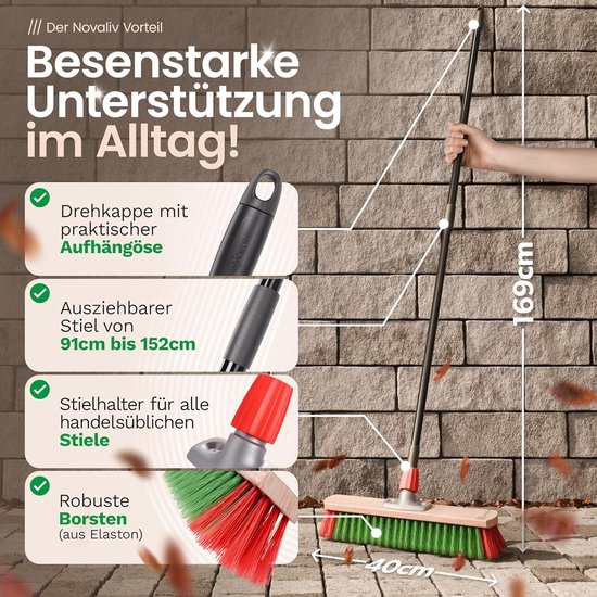 Bezem met telescopische steel Straatbezem met steel Tuinbezem Industriële bezem Tuinbezem Universele bezem (4, Tuinbezem) — afbeelding 4