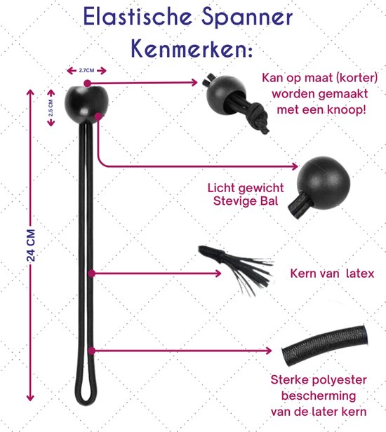 S4D® - Spanelastiek - Spanrubbers - Tentspanners Met Bal - Spanner Elastiek Met Bal - Set van 12 STUKS ! - Multifunctioneel — afbeelding 3
