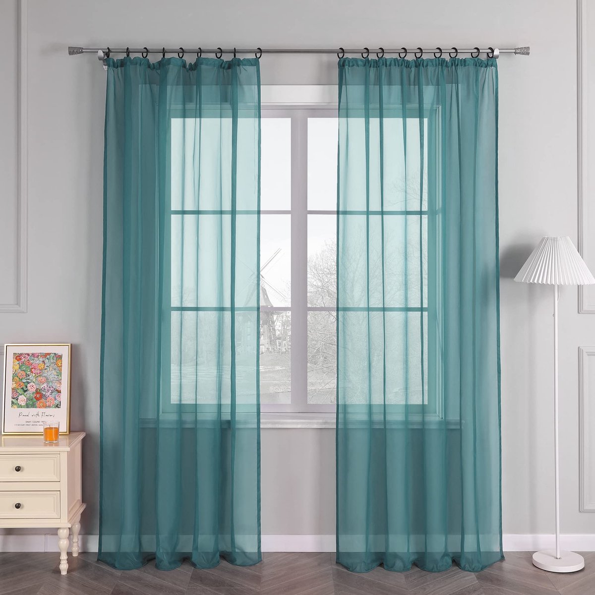 Unyqoos Transparante Vloeiende Gordijnen met Effen Plooiband Design voor Tijdloze Elegantie in Huis aqua