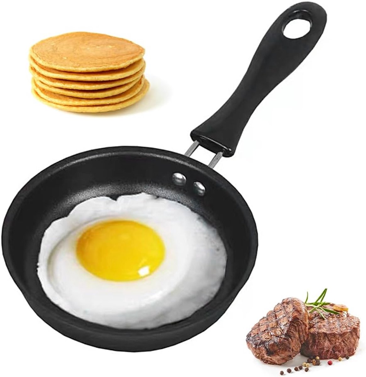 Mini-pan - anti-aanbakpan - geschikt voor camping en thuis - 12 cm - zwart